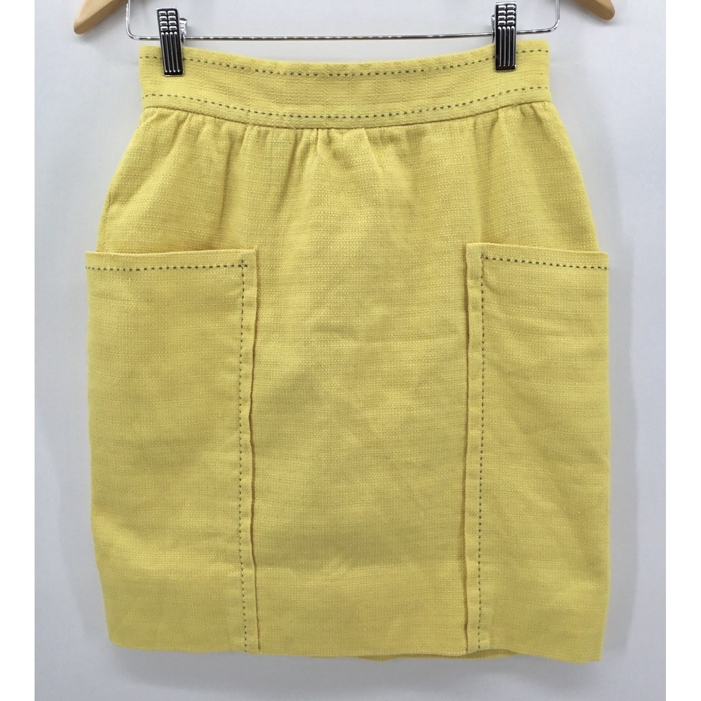 Anthropologie Cartonnier Yellow Sz 4 Pencil SkirtCotton Pockets Preppy